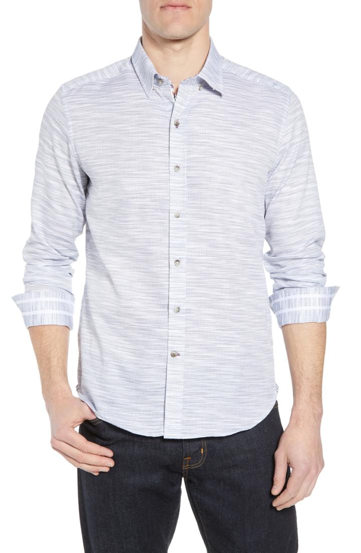 Men's Robert Graham Tully Tailored Fit Sport Shirt, Size - White