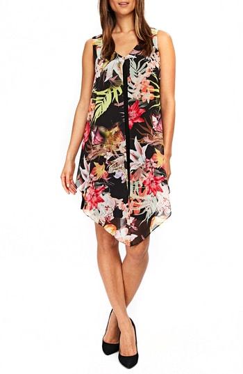 Women's Wallis Neon Tropical Overlay Shift Dress Us / 8 Uk - Black
