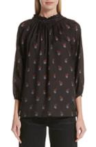 Women's Tricot Comme Des Garcons Floral Print Ruffle Neck Blouse - Black