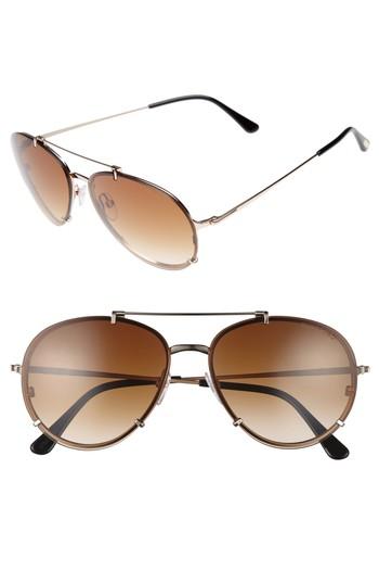 Men's Tom Ford Dickon 59mm Aviator Sunglasses - Shiny Black/ Gradient Blue
