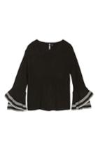 Women's Love By Design Double Ruffle Sleeve Pullover - Black
