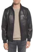 Men's Vince Camuto Lambskin Leather Bomber Jacket, Size - Black