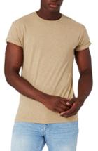 Men's Topman Mr. Muscle Fit Roll Sleeve Linen T-shirt - Brown