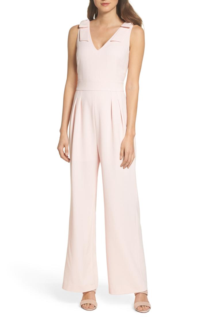 Women's Chelsea28 Bow Shoulder Wide Leg Jumpsuit - Pink