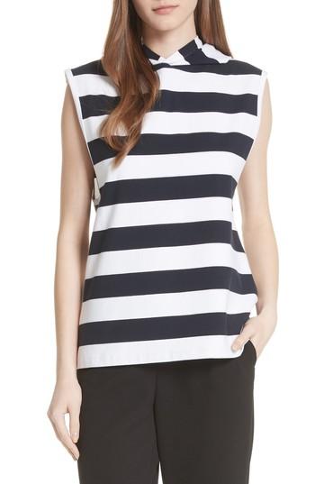 Women's Tibi Muscle Stripe Stretch Cotton Tee, Size - Blue