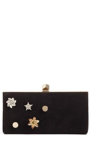 Jimmy Choo Jewelled Collection Celeste Buttons Suede Clutch -