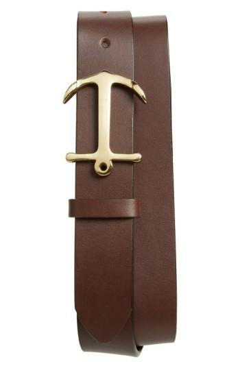 Men's Vineyard Vines Anchor Leather Belt - Brown