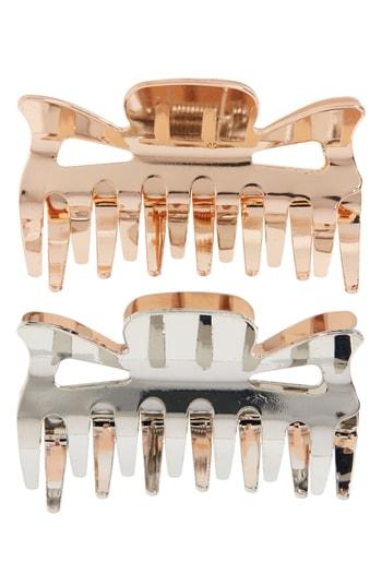 L. Erickson Set Of 2 Retro Metal Jaw Clips, Size - Metallic