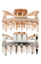 L. Erickson Set Of 2 Retro Metal Jaw Clips, Size - Metallic