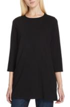 Petite Women's Eileen Fisher Stretch Organic Cotton Jersey Tunic, Size P - Black