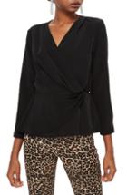 Women's Topshop Rita Knot Front Plunge Blouse Us (fits Like 0) - Black