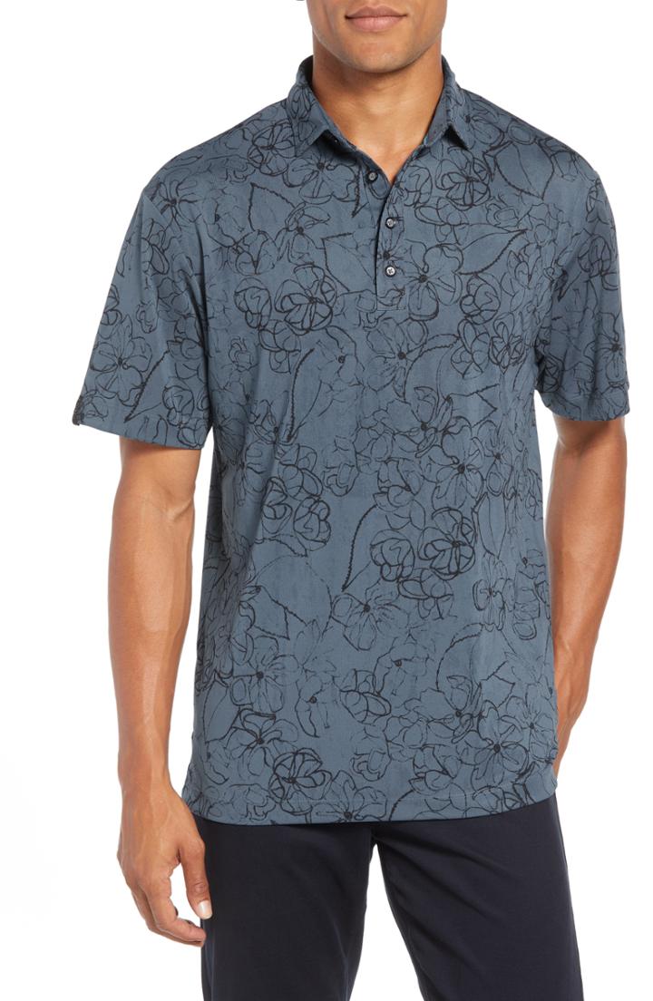 Men's Devereux Lanai Print Performance Polo, Size - Blue