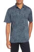 Men's Devereux Lanai Print Performance Polo, Size - Blue