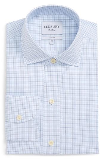 Men's Ledbury Moorland Trim Fit Check Dress Shirt - Blue