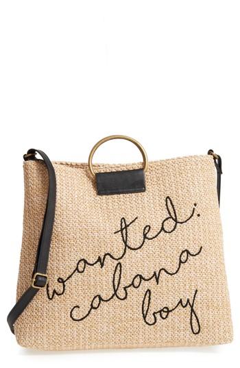 Bp. Embroidered Straw Tote - Beige