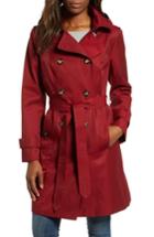 Women's London Fog Double Breasted Trench Coat - Red