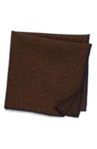 Men's Eleventy Herringbone Wool & Cotton Pocket Square, Size - Brown