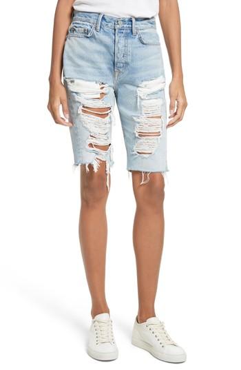 Women's Grlfrnd Beverly Ripped Bermuda Denim Shorts - Blue