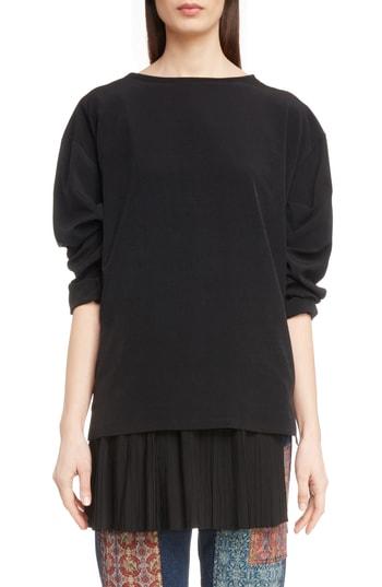 Women's Y's By Yohji Yamamoto Plisse Hem Tunic - Black