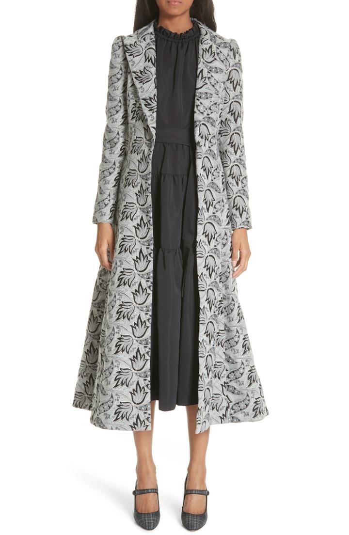 Women's Co Long Embroidered Jacquard Coat