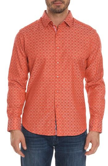 Men's Robert Graham Diamante Classic Fit Print Sport Shirt - Coral