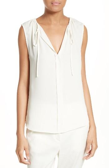 Women's Theory Alamay Silk Georgette Top, Size - Ivory