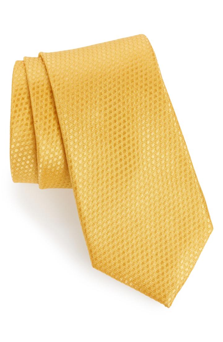Men's Nordstrom Men's Shop Andrus Silk Tie, Size - Yellow