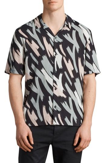 Men's Allsaints Koloa Slim Fit Short Sleeve Sport Shirt - Black
