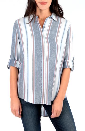 Women's Kut From The Kloth Phoenix Stripe Shirt - Blue
