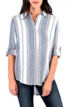 Women's Kut From The Kloth Phoenix Stripe Shirt - Blue