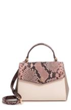 Tory Burch Robinson Snake Embossed Small Leather Satchel - Pink