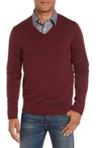 Men's Nordstrom Men's Shop V-neck Merino Wool Sweater - Burgundy