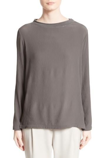 Women's Fabiana Filippi Knit Trim Chiffon Blouse Us / 40 It - Grey