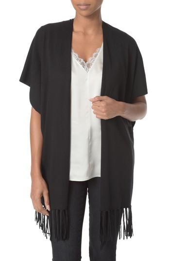 Women's Nydj Fringe Sweater Wrap - Black