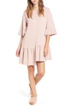Women's Bp. Asymmetrical Flounce Hem Sweatshirt Dress, Size - Pink