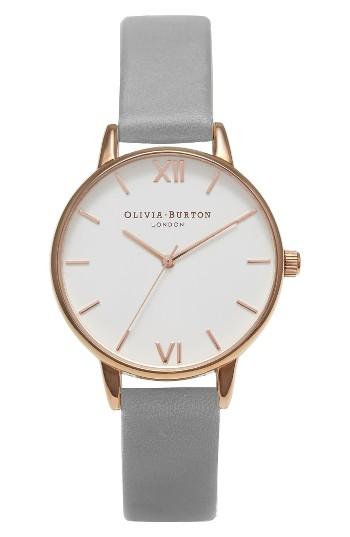 Women's Olivia Burton Midi Dial Leather Strap Watch, 30mm