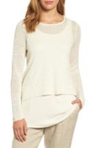 Women's Eileen Fisher Hemp Blend Crop High/low Sweater, Size - Ivory