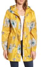 Women's Joules Right As Rain Packable Print Hooded Raincoat - Metallic