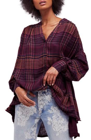 Women's Free People Come On Over Plaid Top - Blue