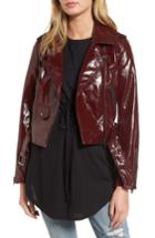 Women's Vigoss Faux Patent Leather Biker Jacket - Red