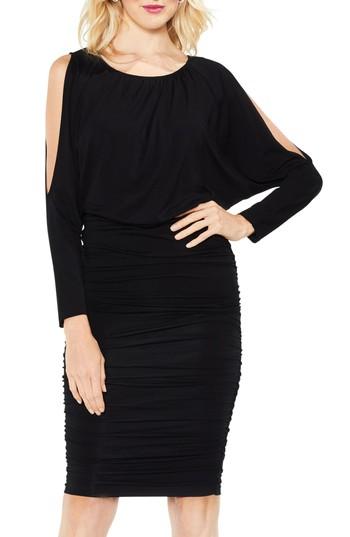Women's Vince Camuto Cold Shoulder Ruched Dress - Black