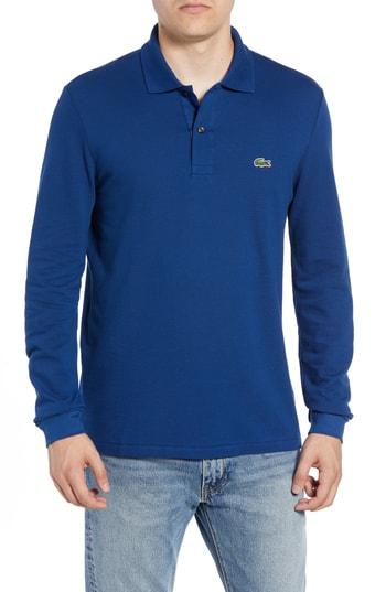 Men's Lacoste Classic Fit Long Sleeve Pique Polo (4xl) - Blue