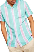 Men's Topman Classic Fit Revere Stripe Shirt - Blue