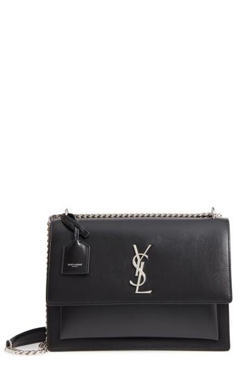 Saint Laurent Medium Sunset Leather Shoulder Bag - Burgundy