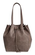 Street Level Faux Leather Drawstring Tote -