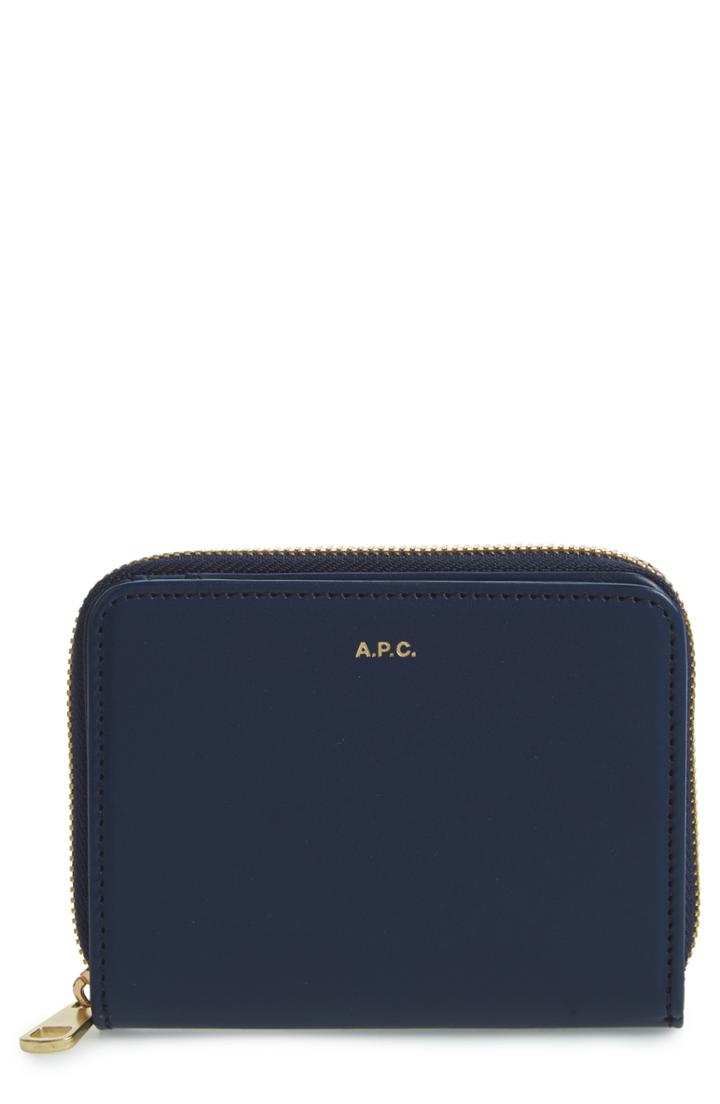 Women's A.p.c. Compact Leather Wallet - Blue