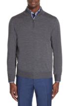 Men's Canali Wool Quarter Zip Pullover Us / 50 Eu R - Grey