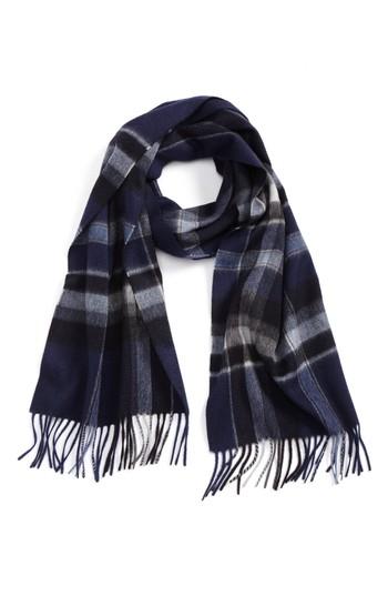 Men's Andrew Stewart Plaid Cashmere Scarf, Size - Blue