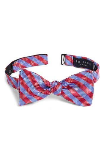 Men's Ted Baker London Check Silk Bow Tie, Size - Red