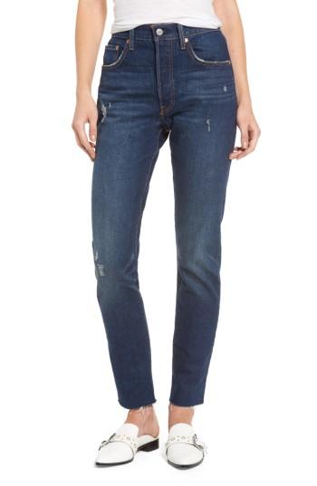 Women's Levis 501 Raw Hem Skinny Jeans